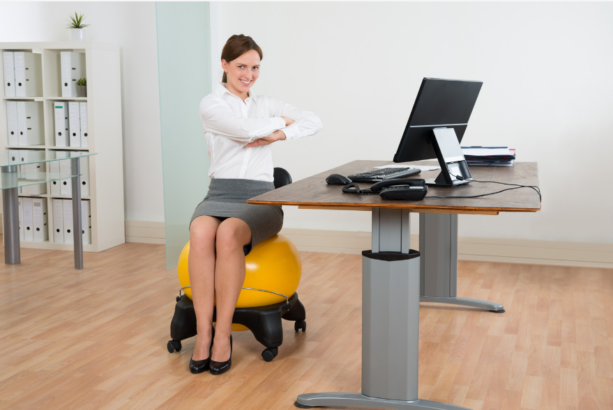 Using exercise ball as chair